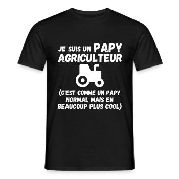 T SHIRT JE SUIS UN PAPY AGRICULTEUR CADEAU HUMOUR - T-shirt homme - noir - Devant - AI Model Male 178 light (178cm)
