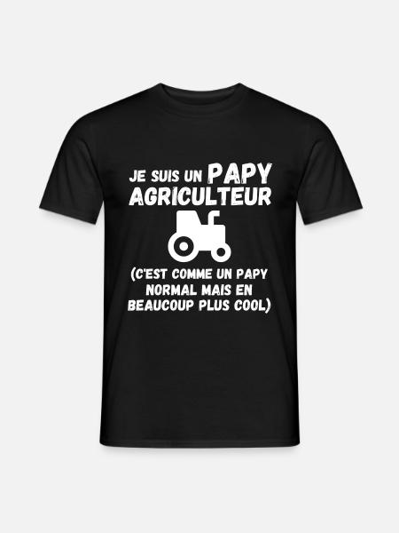 T SHIRT JE SUIS UN PAPY AGRICULTEUR CADEAU HUMOUR - T-shirt homme - noir