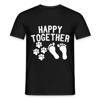 Heureux ensemble amour chiens chien animal de compagnie - T-shirt homme - noir - Devant - AI Model Male 178 light (178cm)