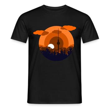 Tour de télévision le matin dans la forêt - T-shirt homme - noir - Devant - AI Model Male 178 light (178cm)