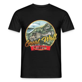 Chinesische Mauer China Wunder Denkmal Peking - Männer T-Shirt - Schwarz - Vorne - AI Model Male 178 light (178cm)