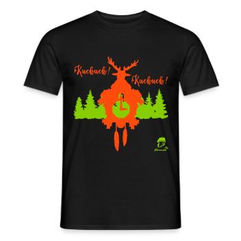 Kuckuck...Kuckuck... Kuckucksuhr mit Hirschgeweih - Männer T-Shirt - Schwarz - Vorne - AI Model Male 178 light (178cm)