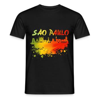Sao Paulo colors skyline - Men's T-Shirt - black - Front - AI Model Male 178 light (178cm)