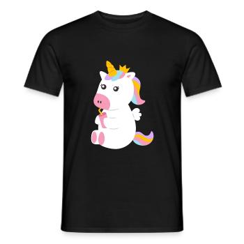 Licorne assise sucrée avec boisson - T-shirt homme - noir - Devant - AI Model Male 178 light (178cm)