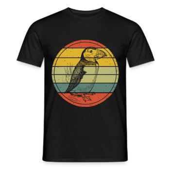 Puffin Retro Puffin Puffin Puffin Bird - Men's T-Shirt - black - Front - AI Model Male 178 light (178cm)