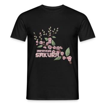 Cherry Blossom Blossom Colorful - Men's T-Shirt - black - Front - AI Model Male 178 light (178cm)