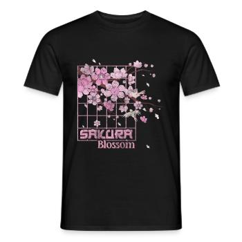Cherry Blossoms Nature Symbol Pink - Men's T-Shirt - black - Front - AI Model Male 178 light (178cm)
