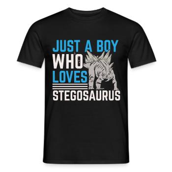 Juste un garçon qui aime Stegosaurus Dinosaur Dino - T-shirt homme - noir - Devant - AI Model Male 178 light (178cm)