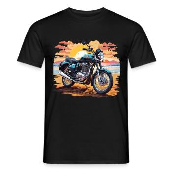 Vintage Motorrad Sonnenuntergang Retro Bike Design - Männer T-Shirt - Schwarz - Vorne - AI Model Male 178 light (178cm)