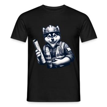 Cute Dog Construction Worker - Männer T-Shirt - Schwarz - Vorne - AI Model Male 178 light (178cm)
