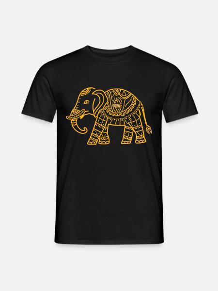 Elephant MAndala - Männer T-Shirt - Schwarz