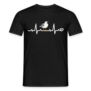 ECG de fréquence cardiaque Seagull - T-shirt homme - noir - Devant - AI Model Male 178 light (178cm)