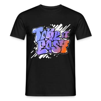 Take it Easy English Sayings Motivate Graffiti - Men's T-Shirt - black - Front - AI Model Male 178 light (178cm)