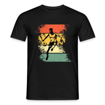 Football rétro avec football sur vintage look used look - T-shirt homme - noir - Devant - AI Model Male 178 light (178cm)