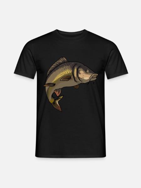 Schuppenkarpfen Karpfen Illustration Motiv - Männer T-Shirt - Schwarz