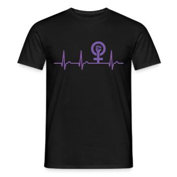 Feminist Herzkurve - Puls Frauenpower Feminismus - Männer T-Shirt - Schwarz - Vorne - AI Model Male 178 light (178cm)