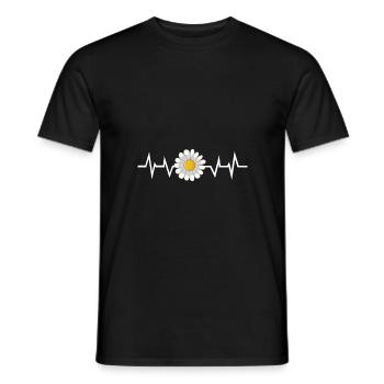 Flower Daisy Heartbeat - Men's T-Shirt - black - Front - AI Model Male 178 light (178cm)