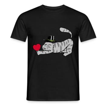 Herz Kater Liebeskummer Schmerz Valentin Liebe - Männer T-Shirt - Schwarz - Vorne - AI Model Male 178 light (178cm)