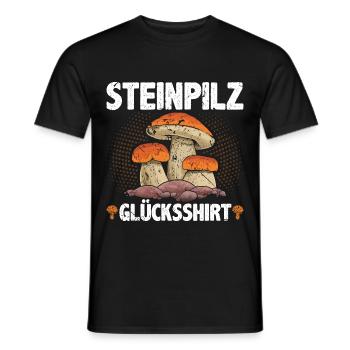 Steinpilz Glücksshirt Pilz Sammler - Männer T-Shirt - Schwarz - Vorne - AI Model Male 178 light (178cm)