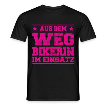 Aus dem Weg - Bikerin im Einsatz Design - Männer T-Shirt - Schwarz - Vorne - AI Model Male 178 light (178cm)