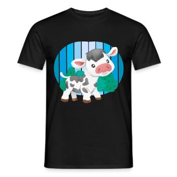 Retro Kuh Kühe Vintage 80er 90er Rindvieh Rind - Männer T-Shirt - Schwarz - Vorne - AI Model Male 178 light (178cm)