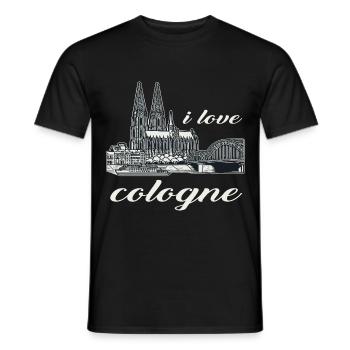 J’adore Cologne Design avec la cathédrale de Cologne et le Rhin - T-shirt homme - noir - Devant - AI Model Male 178 light (178cm)