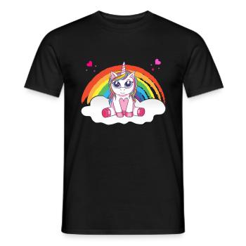 Magisches Einhorn auf Wolke mit Regenbogen - Männer T-Shirt - Schwarz - Vorne - AI Model Male 178 light (178cm)