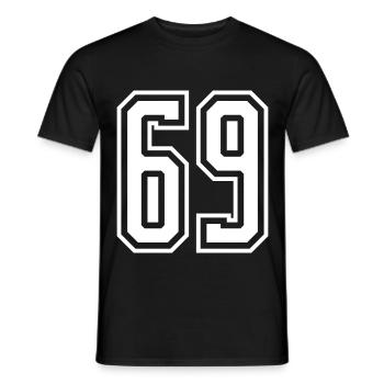 69 Zahl nummer - Männer T-Shirt - Schwarz - Vorne - AI Model Male 178 light (178cm)