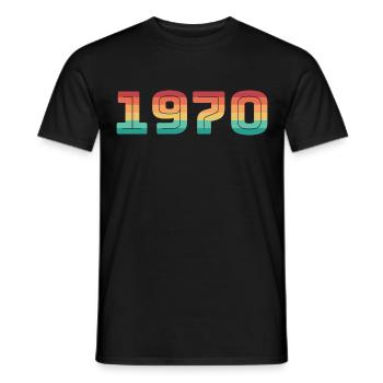 Born 1970 Year of birth Vintage Date of birth - Men's T-Shirt - black - Front - AI Model Male 178 light (178cm)