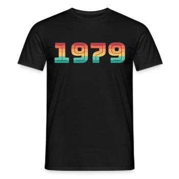 Year of birth 1979 Year of birth Vintage Date of birth - Men's T-Shirt - black - Front - AI Model Male 178 light (178cm)