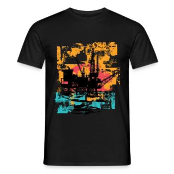 Oil Rig Worker - Men's T-Shirt - black - Front - AI Model Male 178 light (178cm)