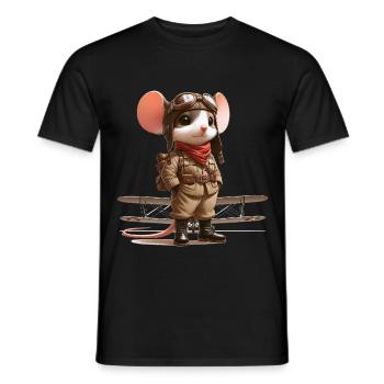 Cute Mouse Pilot - Men's T-Shirt - black - Front - AI Model Male 178 light (178cm)