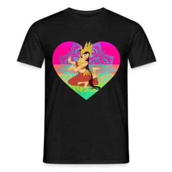 Tänzerin Asien Indien Thailand Herz Urlaub - Männer T-Shirt - Schwarz - Vorne - AI Model Male 178 light (178cm)