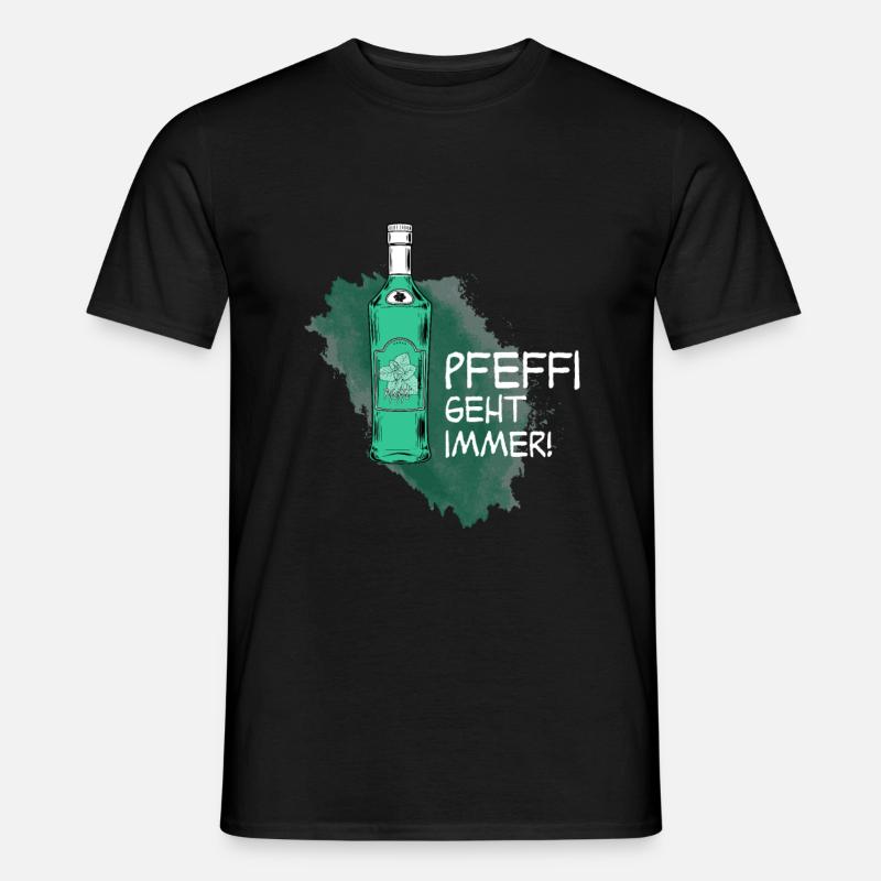 Pfeffi geht immer! Pfefferminz-Schnapsshirt - Männer T-Shirt - Schwarz