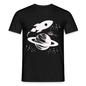 Astronaut - Space Rocket Universe Planet - Men's T-Shirt - black - Front - AI Model Male 178 light (178cm)