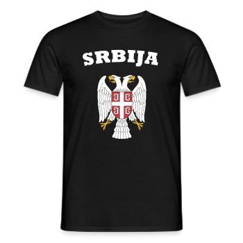 Serbie Srbija Adler Armoiries Drapeau Amour Football - T-shirt homme - noir - Devant - AI Model Male 178 light (178cm)