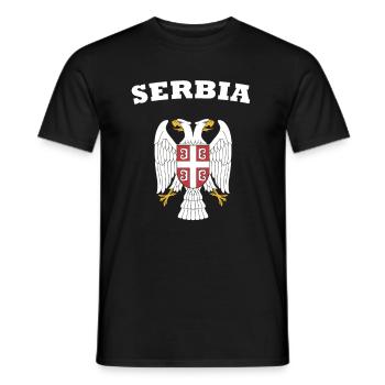 Serbia Srbija Eagle Coat of Arms Flag Flag - Men's T-Shirt - black - Front - AI Model Male 178 light (178cm)