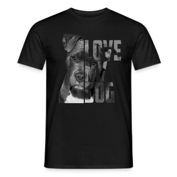 American Staffordshire Terrier - J'adore mon chien - T-shirt homme - noir - Devant - AI Model Male 178 light (178cm)