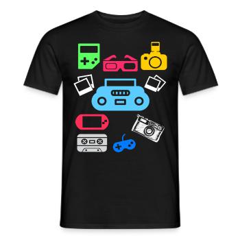 90s 90s party 90s fashion 90s outfit - Men's T-Shirt - black - Front - AI Model Male 178 light (178cm)