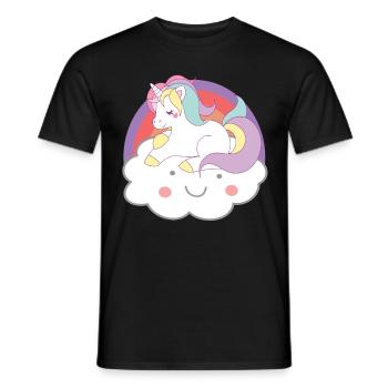 Einhörner Einhorn auf Wolke Unicorns - Männer T-Shirt - Schwarz - Vorne - AI Model Male 178 light (178cm)