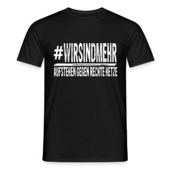 Wir sind mehr gegen Rechte Hetzte - Männer T-Shirt - Schwarz - Vorne - AI Model Male 178 light (178cm)
