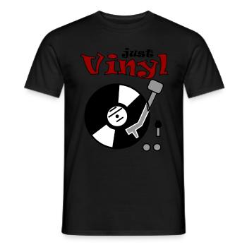 Just Vinyl - Retro Turntable / Record Player - Men's T-Shirt - black - Front - AI Model Male 178 light (178cm)
