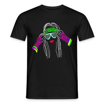Fête de style néon rétro des années 80 - T-shirt homme - noir - Devant - AI Model Male 178 light (178cm)