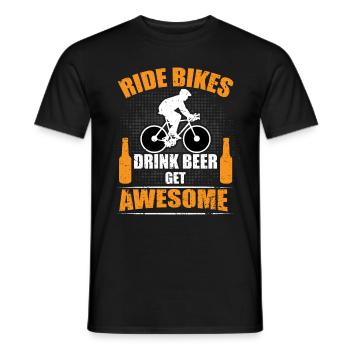 Bicycle and beer - Men's T-Shirt - black - Front - AI Model Male 178 light (178cm)