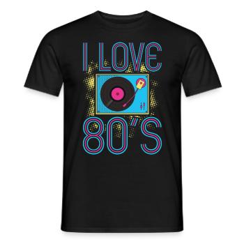 80s 80s costume I Love 80s - Men's T-Shirt - black - Front - AI Model Male 178 light (178cm)