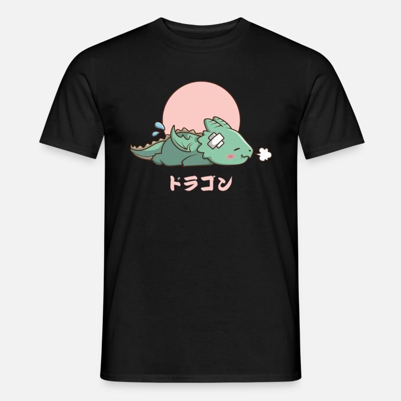 Kawaii schlafender Drache - Männer T-Shirt - Schwarz