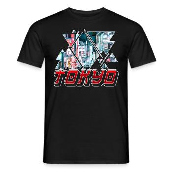 Tokyo Tokyo Japon Asie Asie Ville d’Asie Skyline Police - T-shirt homme - noir - Devant - AI Model Male 178 light (178cm)