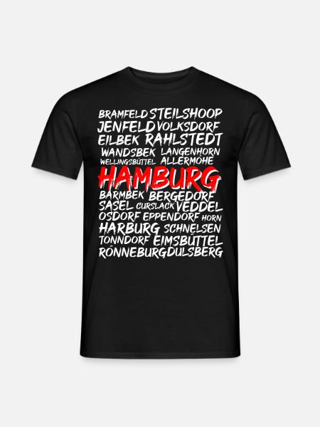 Hamburg- Hamburger Stadtteile - Helles Design - Männer T-Shirt - Schwarz