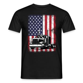 USA Flag Trucker - Men's T-Shirt - black - Front - AI Model Male 178 light (178cm)