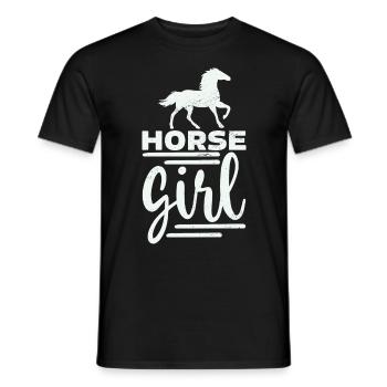 Cheval fille - T-shirt homme - noir - Devant - AI Model Male 178 light (178cm)
